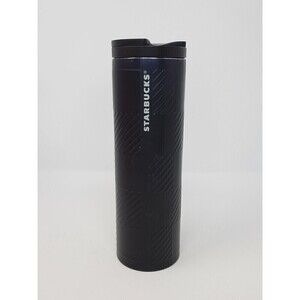 STARBUCKS MATTE BLACK CHECKERBOARD TEXTURED TRAVEL MUG COFFEE BEVERAGE 2012